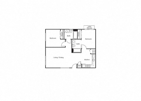 2 Bedroom 2 Bathroom B Floor Plan at Ruth Court Apartments, Washington, 98112